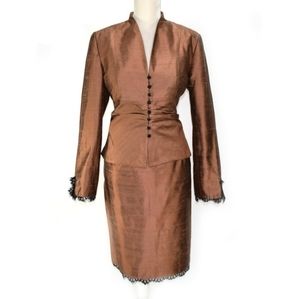KAY UNGER Silk Lace Trim Evening Dress Suit, Size 12